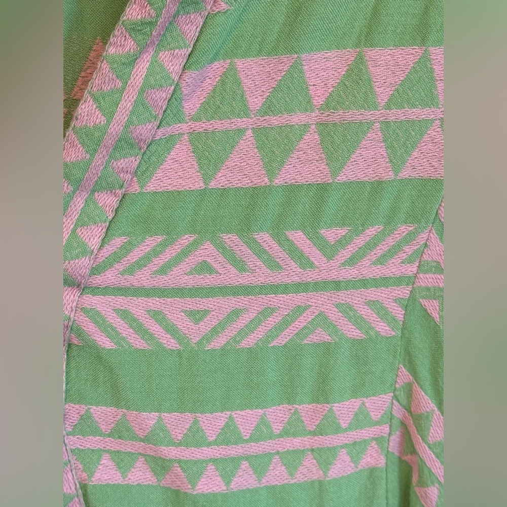 Green and Pink Geometric boho dress - size M/L comfy adorable - Picture 5 of 8